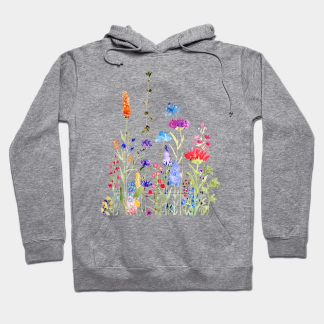 colorful wild flowers watercolor painting Hoodie by colorandcolor